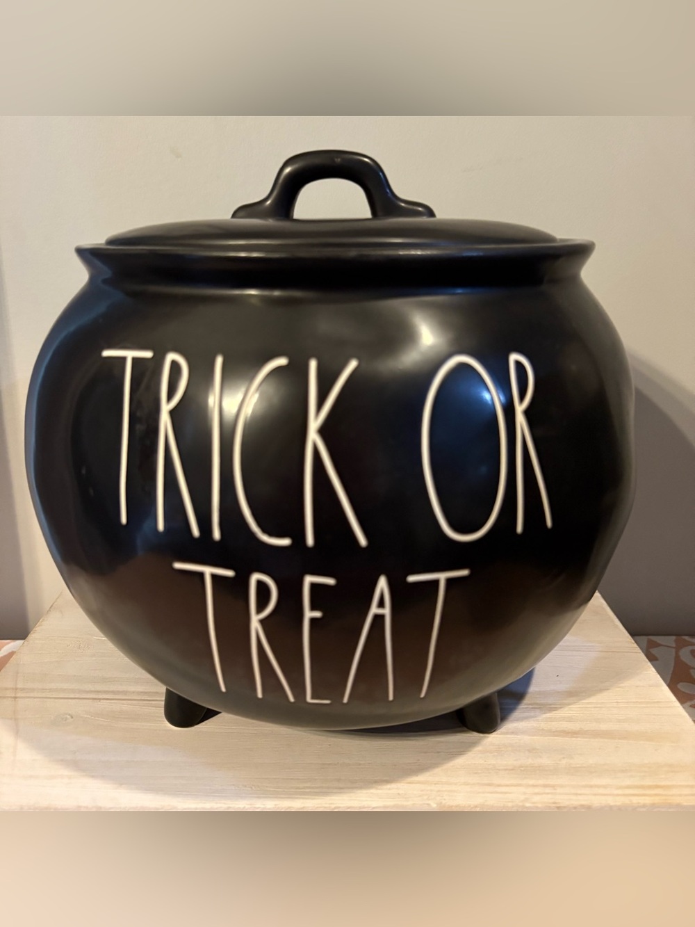 Rae Dunn Black "Trick or Treat" Candy Cauldron